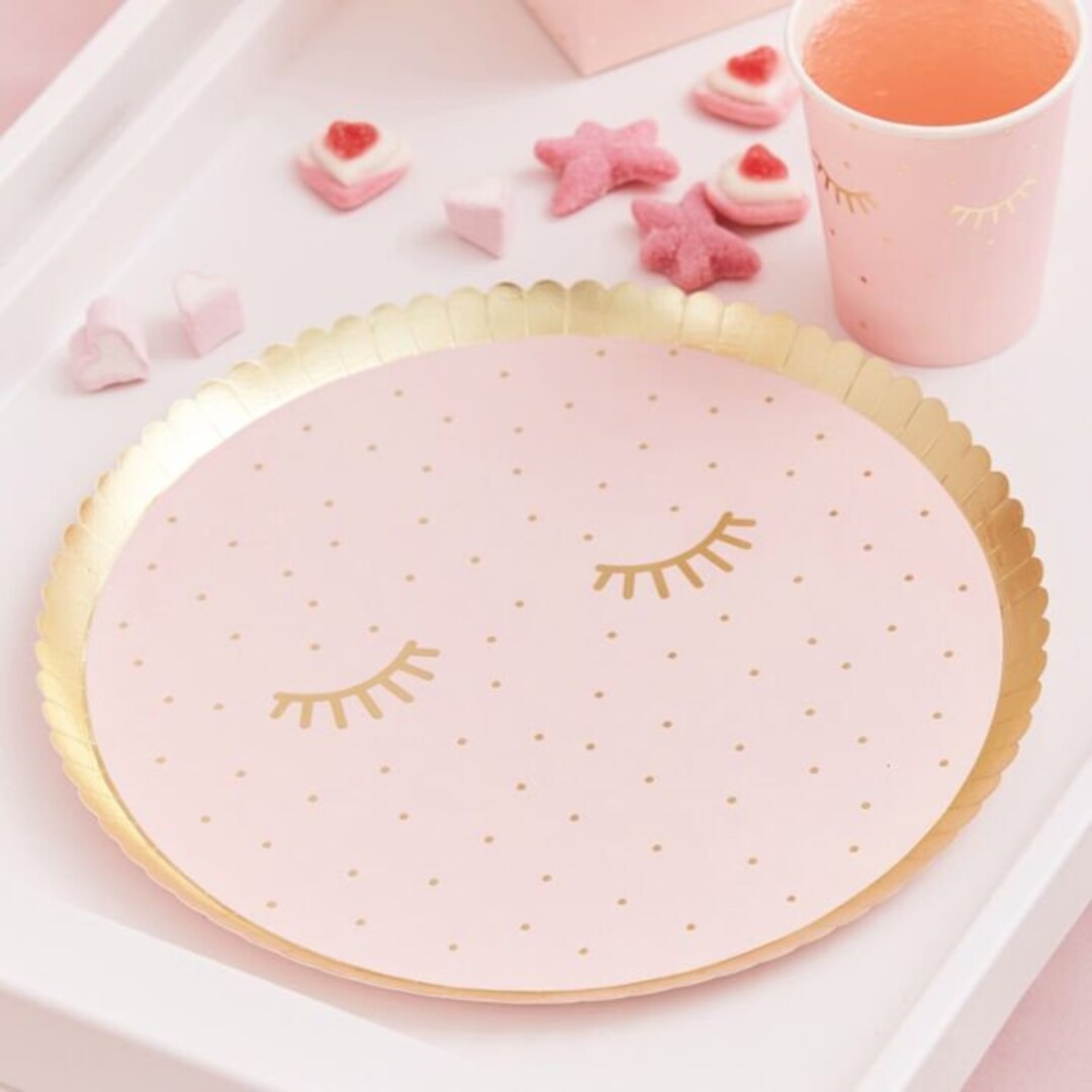 8 Pink Gold Plates Paper Hen Party Decorations Bridal Etsy