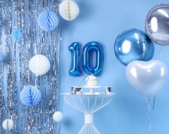 Balloons 16" Foil | Blue Balloons | Numbers | Happy Birthday Balloons | Air Fill | Age Number | Hello 30 | 21 | 16 | 18 One 1st Birthday Boy