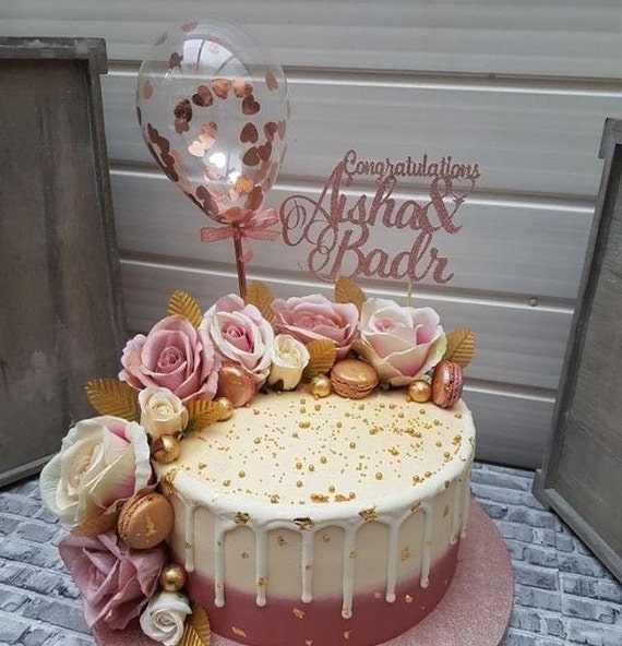 21° Decorazioni per Torta Happy Birthday, 21 Anni Happy Birthday Cake  Toppers Oro Rosa, Decorazioni Topper con Cuore Stella Palloncino in Pelle  con
