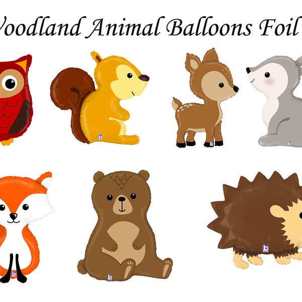 Woodland Animal Balloons, Woodland Baby Balloons, Deer, Woodland Baby Shower, Woodland Babies, Hedgehog, Bunny, Bear, Owl, Fox,