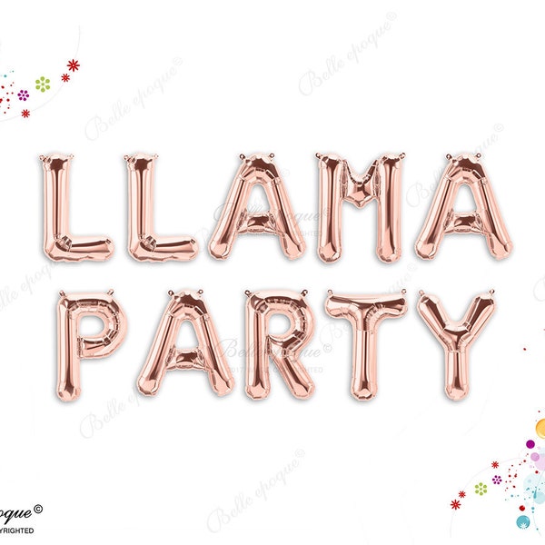 LLAMA PARTY Custom name | Rose Gold Balloons | Gold Silver Balloons | Party Balloons | Custom Letter | Custom Balloons |  Wild ONE