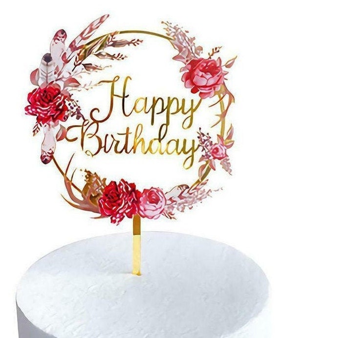 CAKE TOPPER JOYEUX ANNIVERSAIRE ROSE GOLD