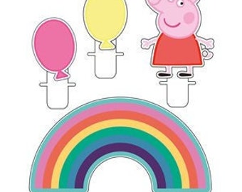 Peppa Pig Happy Birthday Candles, 1st Birthday Party, Girls, Pink Decorations, Cake Topper, Baby Rainbow Balloons