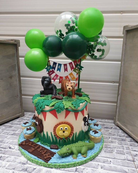 KINBOM 30 Stück 4 Sorten tropische blätter torte deko papier Gefälscht künstlich für Babyparty Geburtstag, Tropisch Strand Hawaii Party, Tier Safari Dschungel Kuchendekorationen (Grün