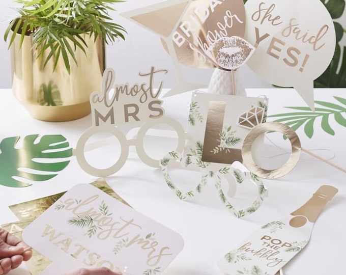 Botanical Hen Party Photo Proops, Gold Hen Party Decorations