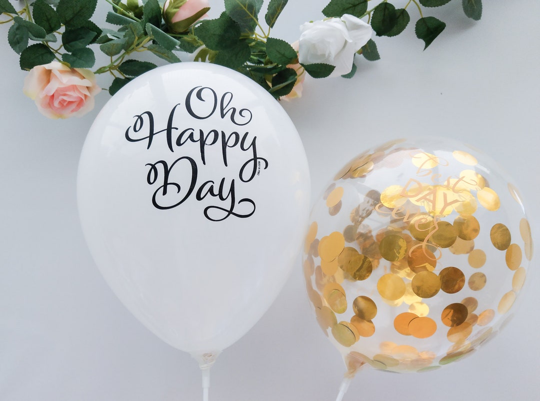 Oh Happy Day Rose Gold Confetti Balloons 11 Latex - Etsy