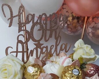 Decorazione per Torta 30° Compleanno in Oro Rosa - Glitter per Ragazzo e Ragazza - B