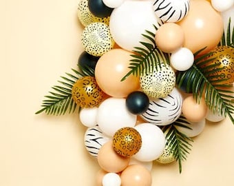 Safari Balloon Arch Green Blush, Tropical Birthday, Animal Print, Zebra Stripes Balloon Garland, Kids Birthday Decorations
