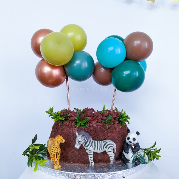 Cake Topper Ballon | Girlande Bunting Banner 1. Geburtstag Safari Tropischer Eukalyptus Mint Kupfer Oliv dunkelgrün Mokka Dekorationen Bogen DIY