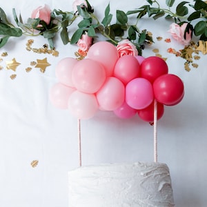 Balloon Cake Topper Pink Ombre Arch Garland Birthday Wedding Hen Party Baby Engaged One