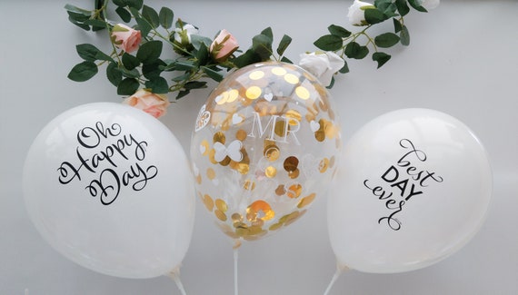 Mr Mrs Clear Balloons Rose Gold Confetti Balloons 11 - Etsy