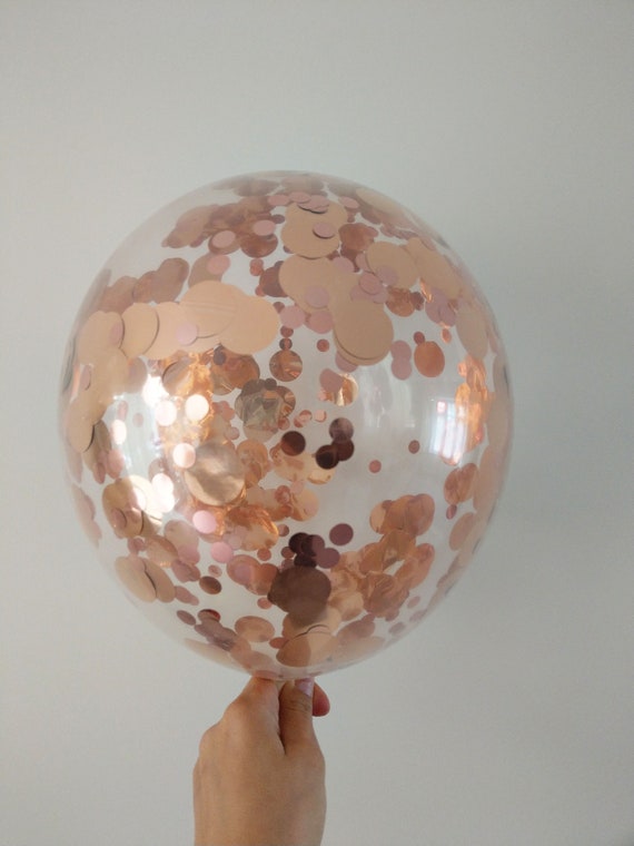 Rose Gold Confetti Balloons 11 Latex Wedding Hen Party Baby Shower Bridal 1st Birthday One Engaged Baby Ceiling Balloon