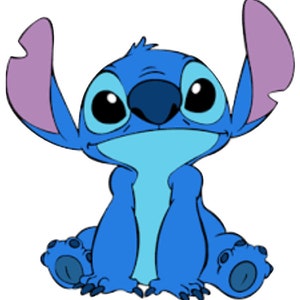 May include: A blue cartoon character with large eyes and big ears. The character is sitting with its arms crossed and has a friendly expression.