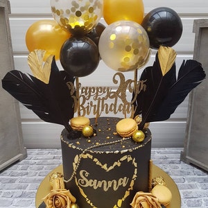 Confetti Balloon Cake Topper 5" Mini Bunting Arch Garland Birthday Wedding Hen Party Engaged Cake One Gifts Black Gold Confetti Christmas