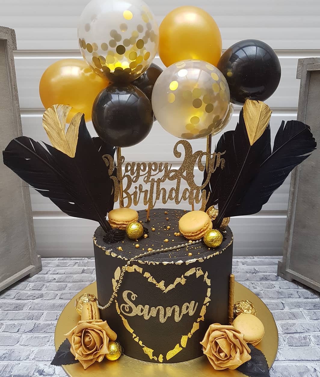 Black & Gold  Birthday cakes for men, 25th birthday cakes, 50th birthday  cakes for men