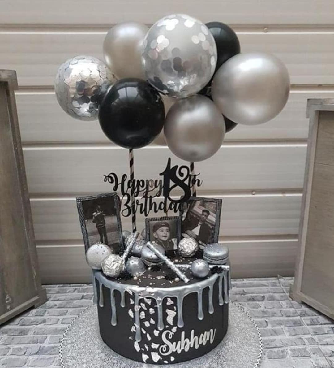 Confetti Balloon Cake Topper 5 Mini Bunting Arch Garland Party Birthday Wedding Hen Baby Engaged Cake One Smash Black Silver Christmas Gift Etsy UK