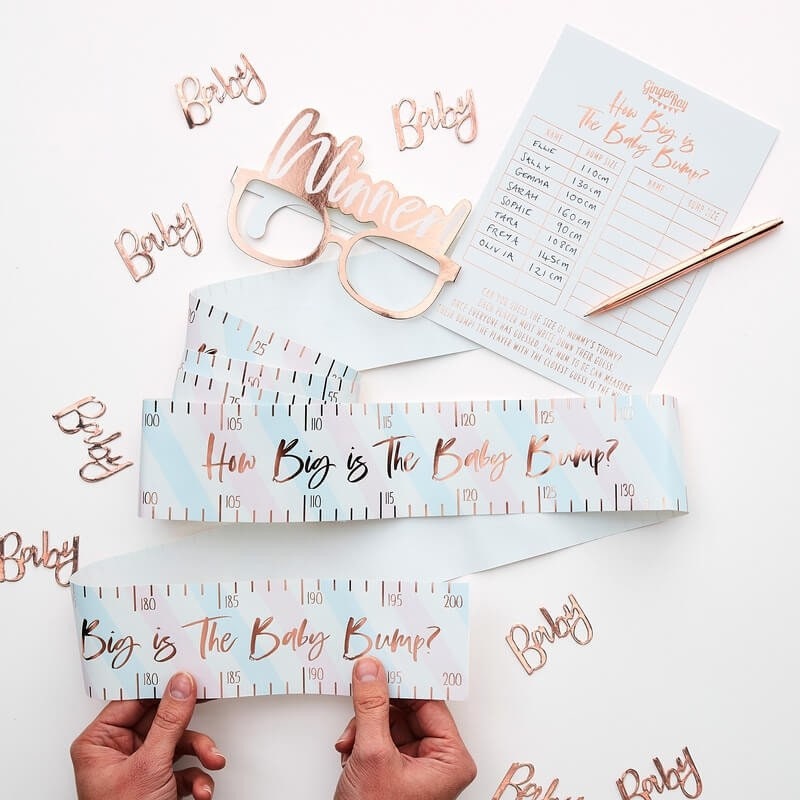 Gioco Misura il Pancione, Decorazioni per Baby Shower in Oro Rosa, Annuncio Nascita, Rivelazione del Sesso della Mamma in Futura - Italia