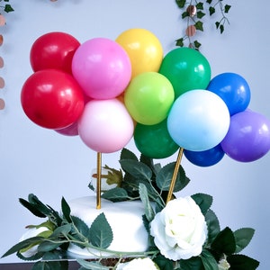 Arcobaleno Palloncino Cake Topper 5" Mini Bandierine Bandierine Festa Compleanno Bambino Tropicale Estate Un Arco Paglia Oro Rosa Verde Lilla Rosso Blu