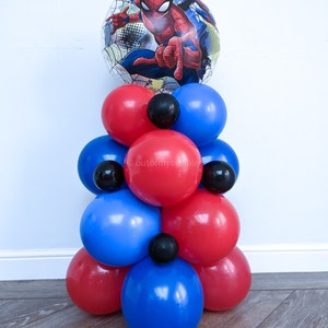 Spiderman Ballons Turm Skulptur Kinder Party Dekoration Happy Birthday Geschenk Motiv Jungen Bouquet Blau Rot Schwarz Bubble DIY KIT No Helium