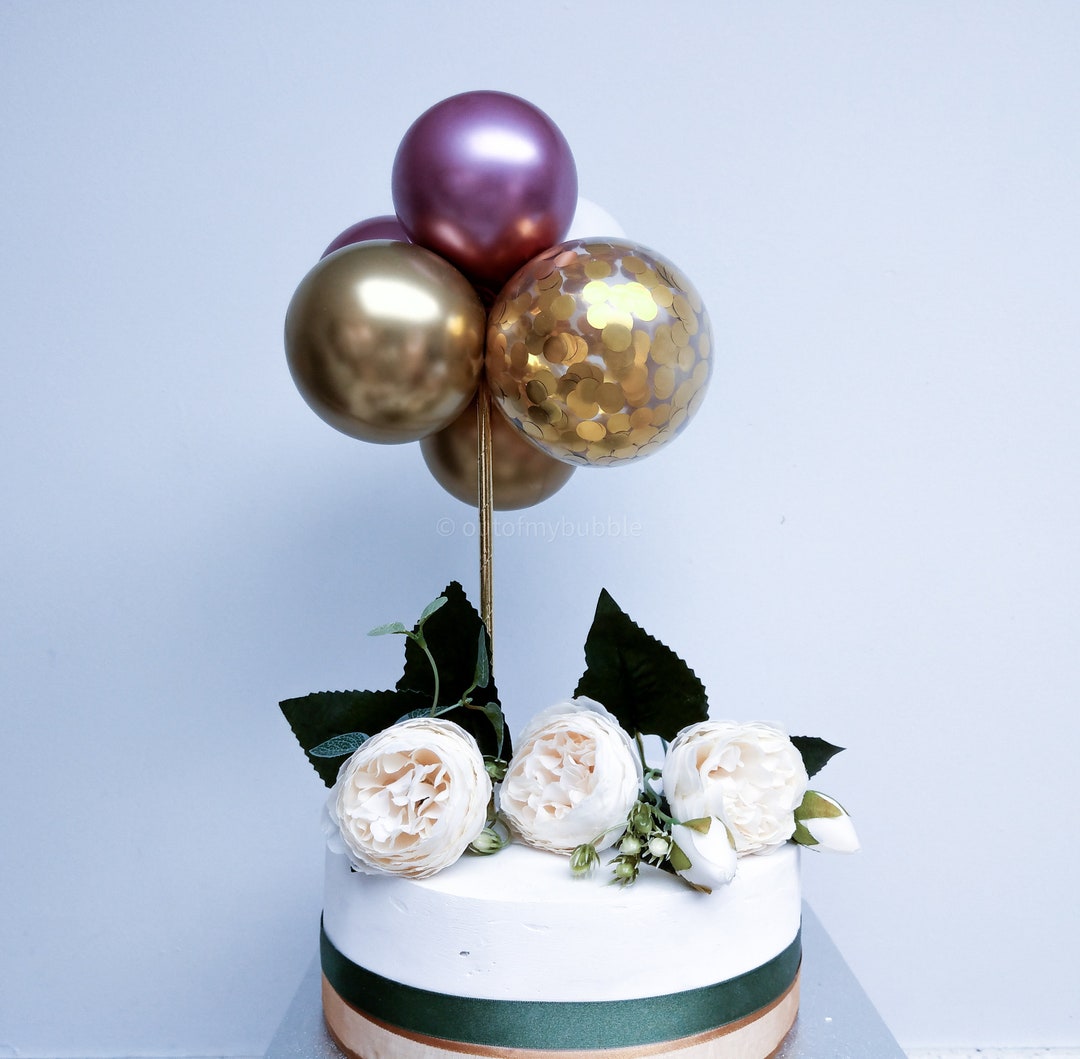 Gold Balloon Cake Topper Confetti DIY Kit Cloud Happy Birthday ...