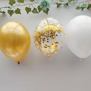 Globos de confeti de oro, cumpleaños, fiesta, decoraciones, oro, guirnalda, ramo, globos de techo, boda, comprometido, bebé, novia para ser, gallina hacer