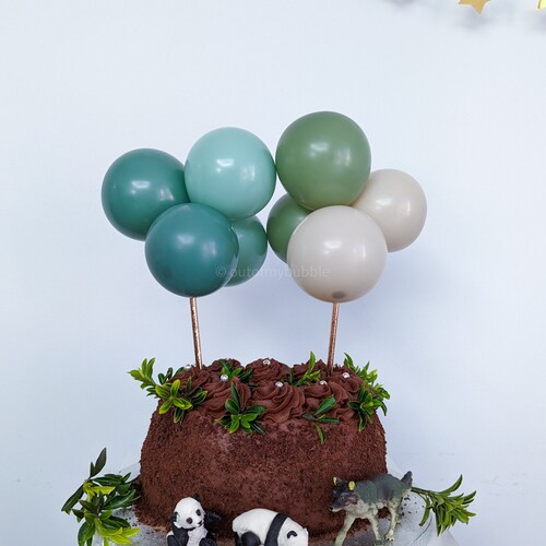 Balloon Cake Topper | Garland Bunting Banner 1st Birthday Safari Tropical Eucalyptus Winter Green Sandy White Sage Decoration Arch DIY