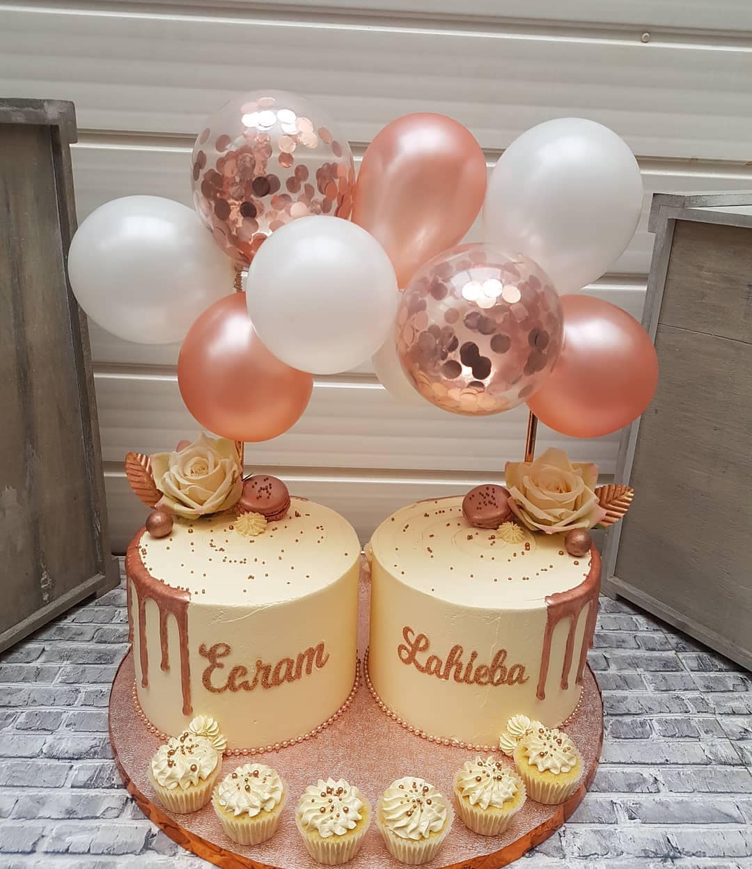 JeVenis decorazione torta champagne oro decorazione per torta con palline d'oro topper per torta con foglie di palma oro palla d'oro bianca boho per matrimonio compleanno anniversario