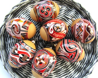 Set of 7 Christmas egg ornament Pysanky eggs Decorative egg