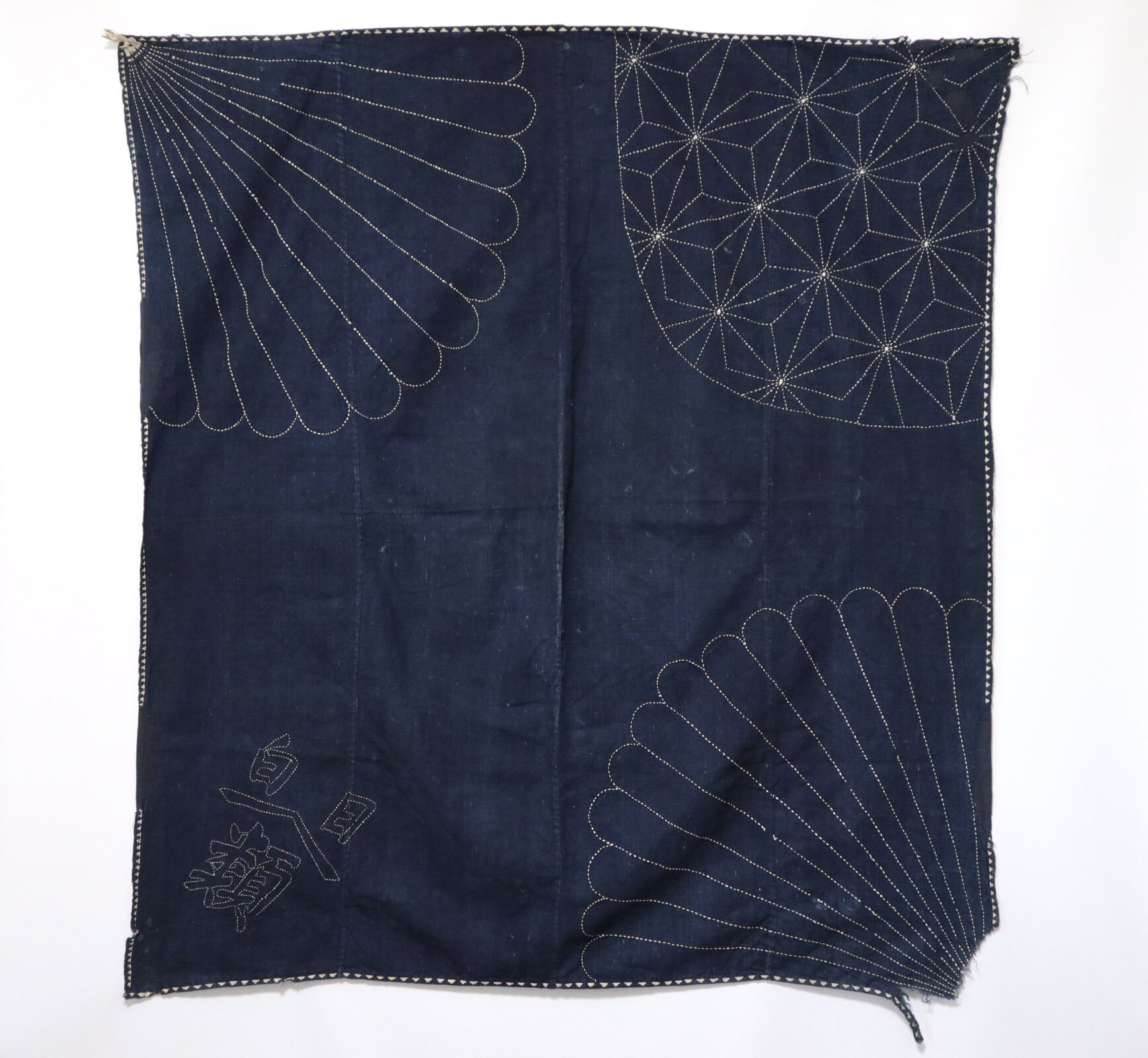 INDIGO SASHIKO fabric Japanese vintage cloth 130x140cm boro