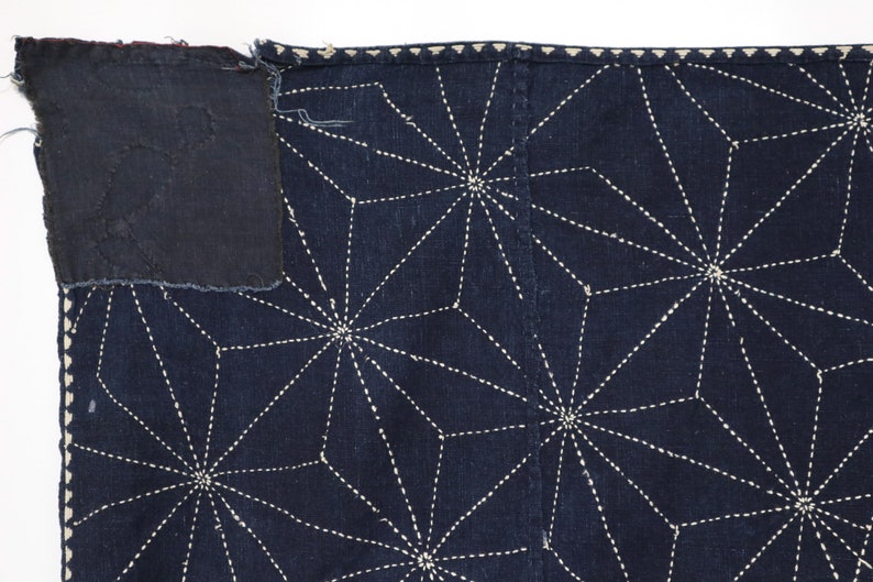 INDIGO SASHIKO fabric Japanese vintage cloth 130x140cm boro