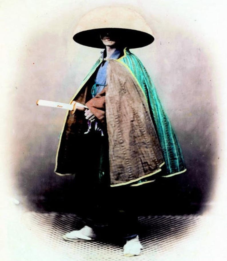 Edo period poncho \u9053\u4e2d\u5408\u7fbd japanese vintage Travel jacket Rainwear SAMURAI