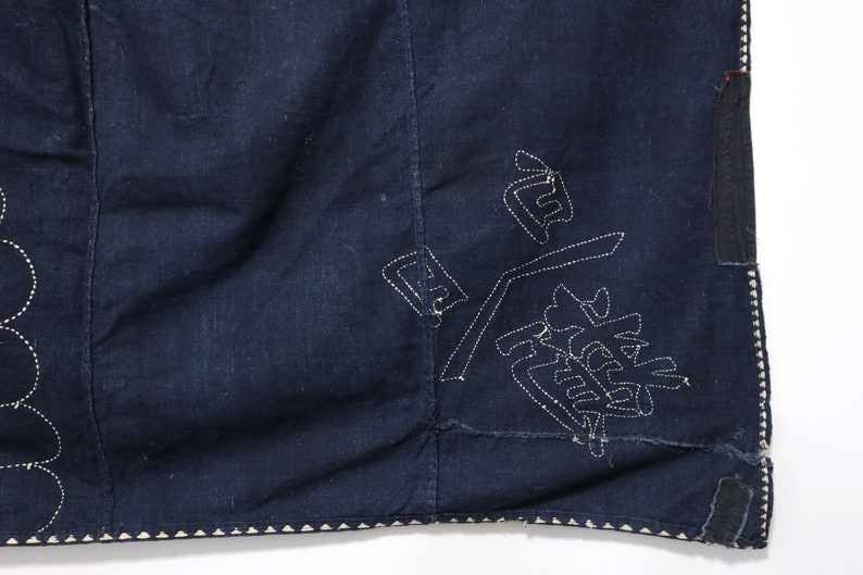 INDIGO SASHIKO fabric Japanese vintage cloth 130x140cm boro