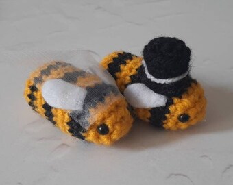 Wedding Amigurumi Bees - Handmade Crocheted Wedding Gifts - Meant to Bee