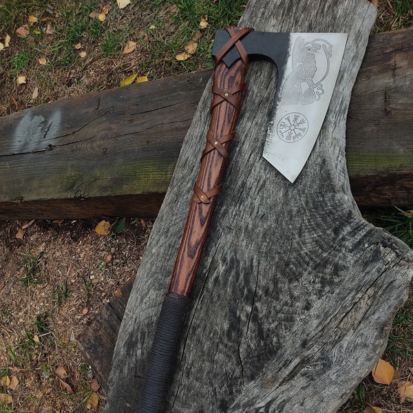 Bearded ax/ Viking ax / Blacksmithing Paweł Wronek/Hand-forged axes /carbon steel/ash/ custom/Ravens