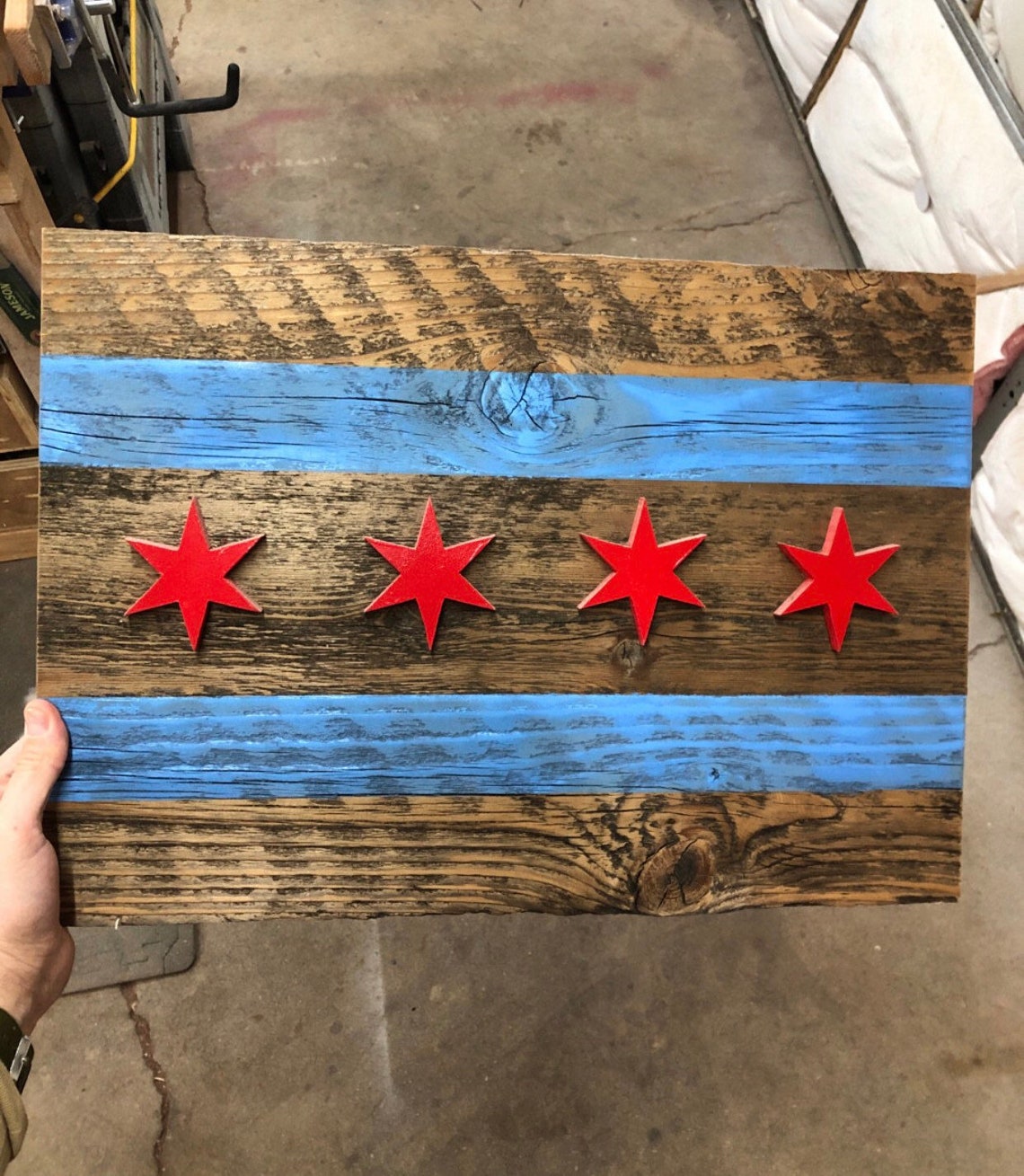 La bandera de Chicago recuperada Etsy