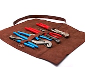 Alta Andina Leather Tool Roll w Custom Strap Closure Full Grain, Vegetable Tanned Leather (Brown - Café)