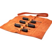 Alta Andina Leather Tool Roll w Custom Strap Closure Full Grain, Vegetable Tanned Leather (Brown - Miel)