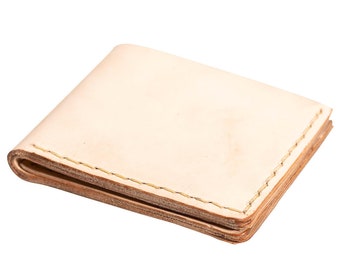 Alta Andina Leather Bifold Wallet | Full Grain, Vegetable Tanned Leather (Beige - Natural)