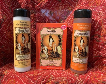 Henna copper (Cuivre) hair care powder, tint cream, care shampoo, conditioner