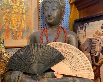 Natural wooden hand fan, with beautiful ornaments, eco-friendly, wooden fan, folding fan, hand fan,