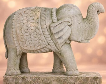 Elefante antiguo, 80 x 80 cm, peso aproximado 200 kg, arenisca roja del norte de la India, tallado a mano, figura de jardín, escultura de piedra, pieza única