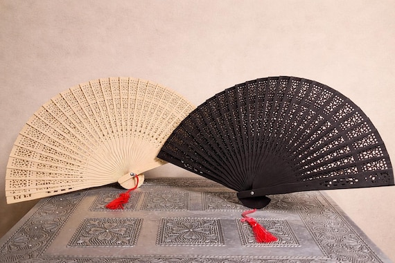 Natürlicher Handfächer aus Holz, mit schönen Ornamenten, umweltfreundlich, Holzfächer, Klappfächer, Handventilator,
