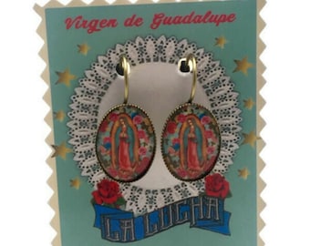 Oval Virgin Of Guadalupe earrings, Valentine's Day gift