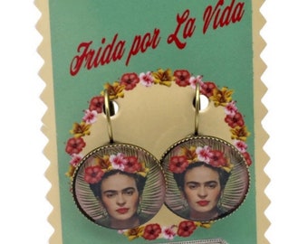 Frida Kahlo round cabochon earrings