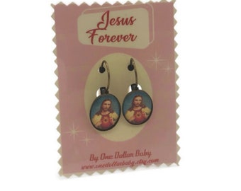Jesus Christ cabochon earrings