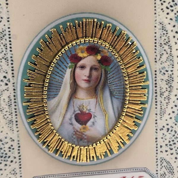 Broche ovale Notre Dame de Fatima