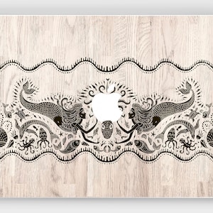 Mermaid Macbook A1707 Macbook air 15 skin 2018 Macbook pro 13 Wood decor Mac 12 inch decal Wooden ornament vinyl cover Ocean sticker A1990