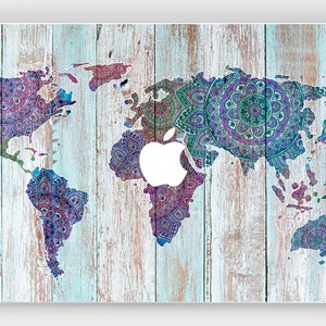 Sticker carte MacBook A1932 Skin pour ordinateur portable Sticker bois Mac Book A2141 Mandala Retina 15 Housse en vinyle Pro 14 m1 2020 Air 13 12 pouces A1990 2018 a2338