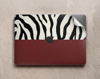 Zebra Print MacBook Air Skin 13 13.6 13.3 14 in Pro 15 16 inch M3 M2 M4 Apple Vinyl Keyboard Decal Cover 2023 2020 A1708 A3401 Split Design