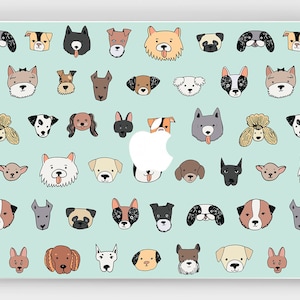 Dog decal Macbook air skin cover Macbook pro 13 Mac Book 15 inch Cute Dogs clip art sticker laptop vinyl A1989 2018 Animal painting 12 A1398